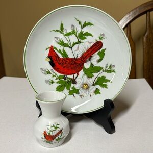 Leart Cardinal Mini Vase and Plate Made in Brazil